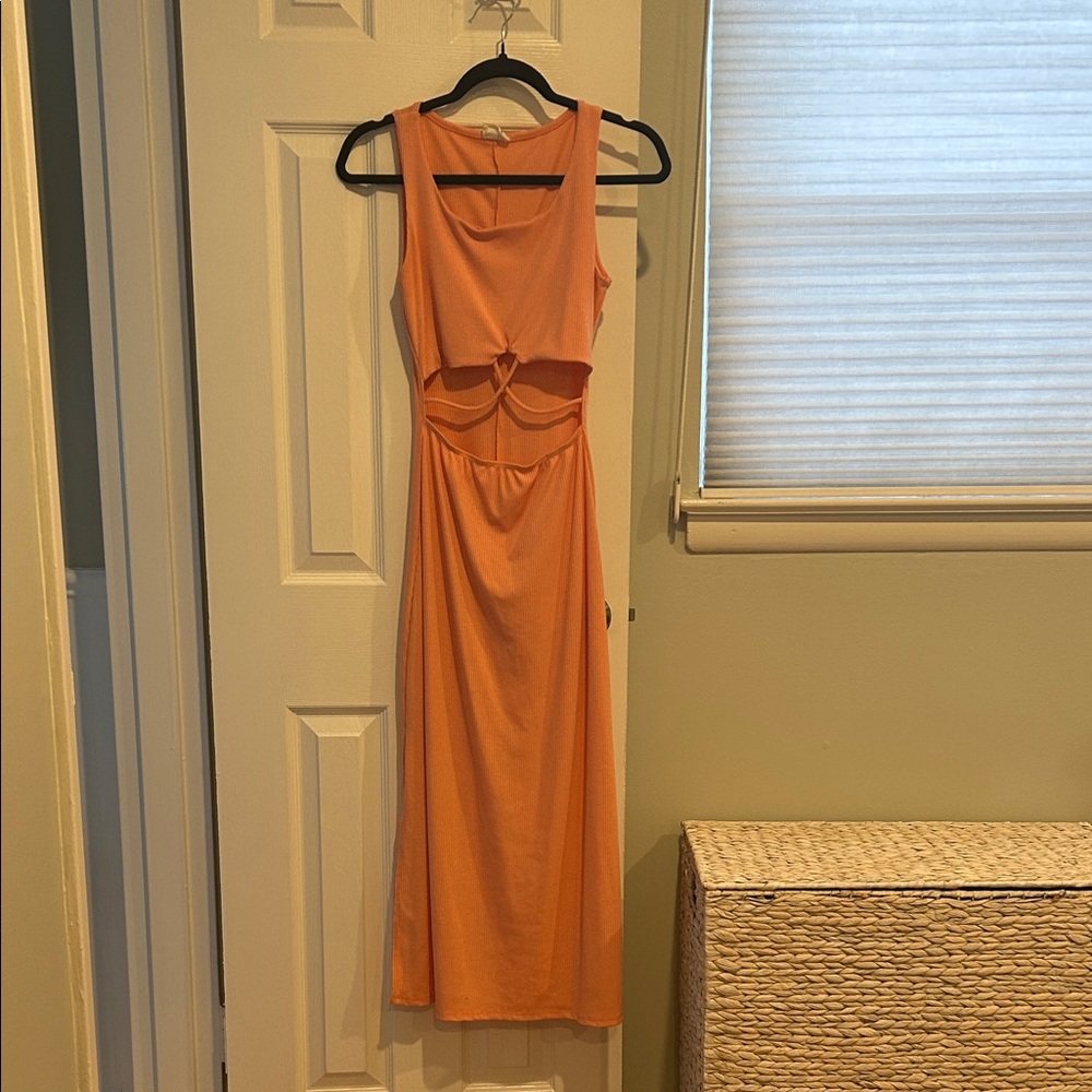 Peach Love California Orange Midi Dress